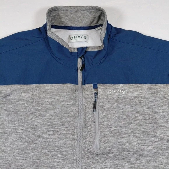 Orvis Full Zip Jacket Heather Gray Blue Bonded Mesh Classic Collection Mens XL - Picture 3 of 9